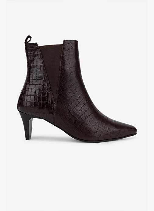 Valmenti Kadın Hakiki Deri Kahverengi Kroko Topuklu Bot - Görsel 2