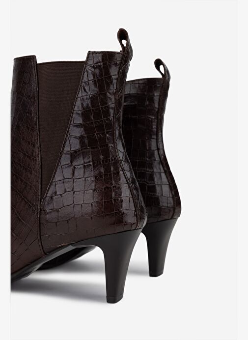 Valmenti Kadın Hakiki Deri Kahverengi Kroko Topuklu Bot - Görsel 6