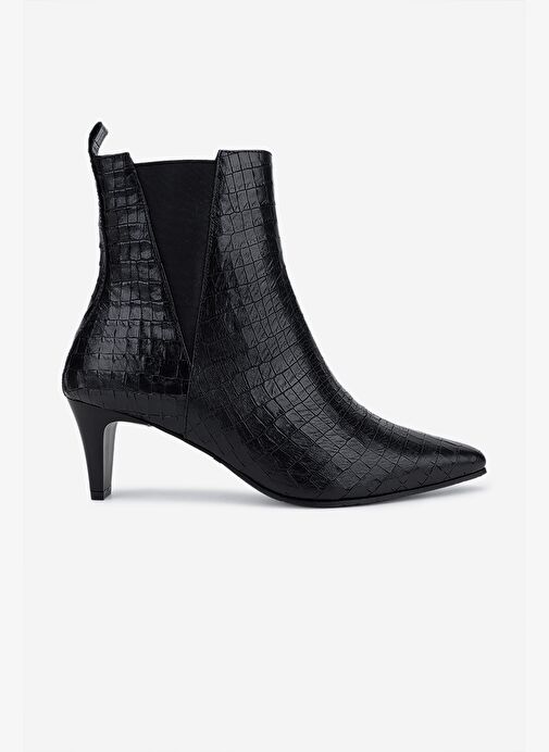 Valmenti Kadın Hakiki Deri Siyah Kroko Topuklu Bot - Görsel 2