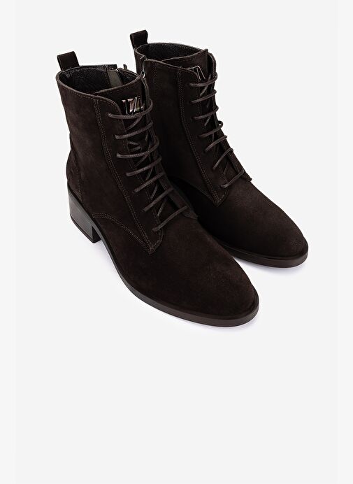 Valmenti Kadın Hakiki Deri Kahverengi Süet Topuklu Bot - Görsel 3