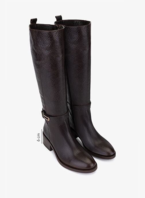 Valmenti Kadın Hakiki Deri Kahverengi Topuklu Çizme - Görsel 3