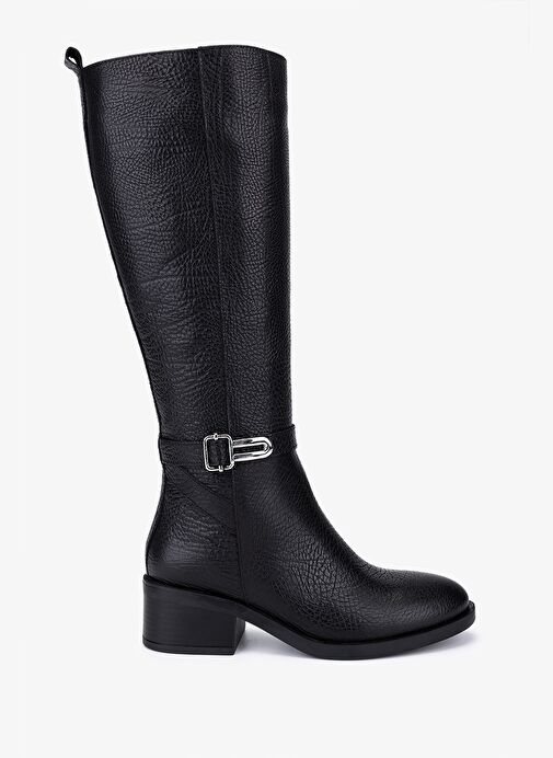 Valmenti Kadın Hakiki Deri Siyah Topuklu Çizme - Görsel 2