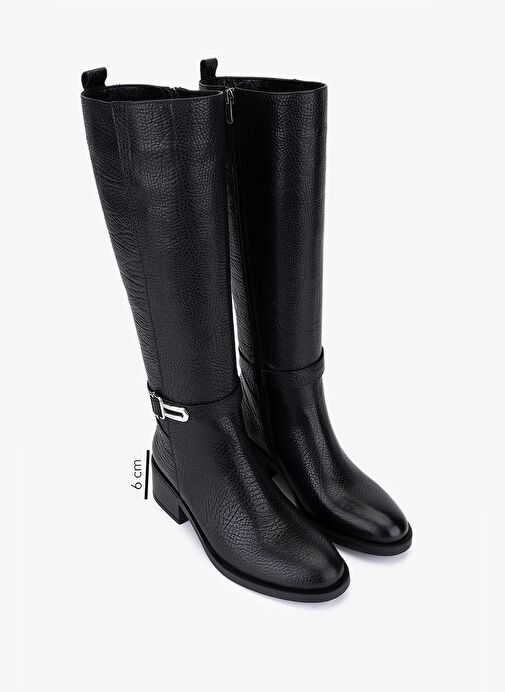 Valmenti Kadın Hakiki Deri Siyah Topuklu Çizme - Görsel 3