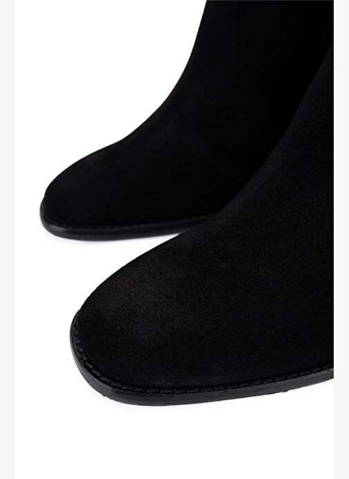 Tamer Tanca Kadın Hakiki Deri Siyah Süet Topuklu Bot - Görsel 4