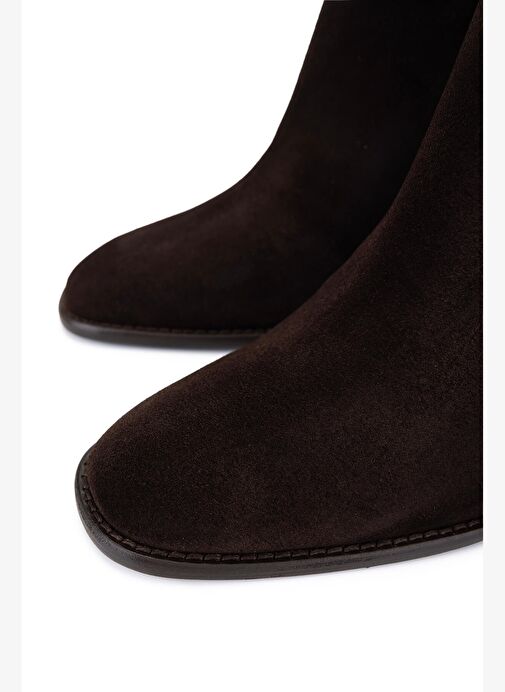 Tamer Tanca Kadın Hakiki Deri Kahverengi Süet Topuklu Bot - Görsel 4