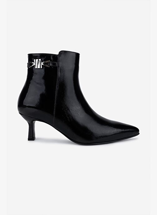 Valmenti Kadın Hakiki Deri Siyah Rugan Topuklu Bot - Görsel 2