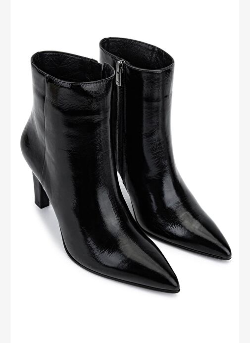 Tamer Tanca Kadın Hakiki Deri Siyah Rugan Abiye Bot - Görsel 3