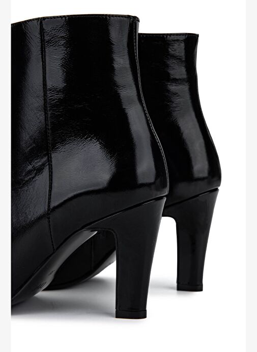 Tamer Tanca Kadın Hakiki Deri Siyah Rugan Abiye Bot - Görsel 6