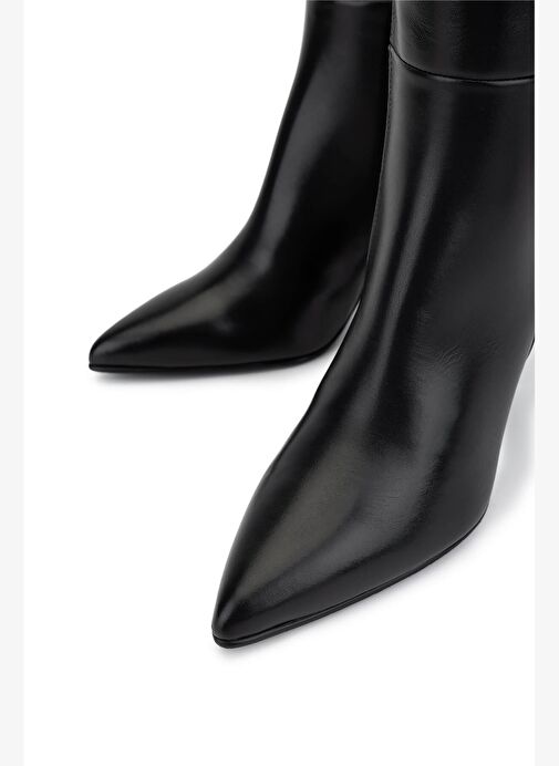Tamer Tanca Kadın Hakiki Deri Siyah Deri Topuklu Çizme - Görsel 4