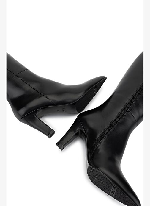 Tamer Tanca Kadın Hakiki Deri Siyah Deri Topuklu Çizme - Görsel 5