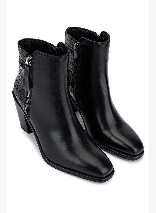 Tamer Tanca Kadın Hakiki Deri Siyah Klasik Bot - Görsel 3