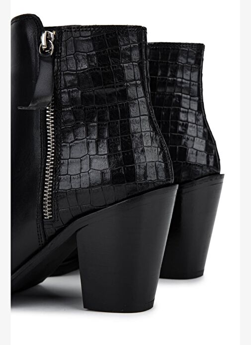 Tamer Tanca Kadın Hakiki Deri Siyah Klasik Bot - Görsel 6