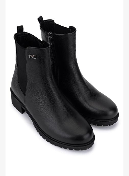 Tamer Tanca Kadın Hakiki Deri Siyah Floter Topuklu Bot - Görsel 3