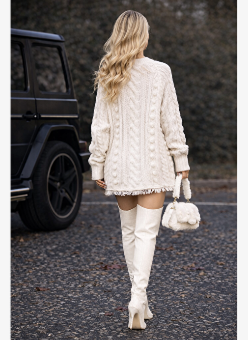 Gilla's Queen Gilla's Queen Kadın Kırık Beyaz Crocodil Desenli Diz Üstü Topuklu Tarz Çizme Bot | Boyner Kırık Beyaz - 3. görsel