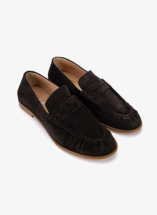 Valmenti Kadın Hakiki Deri Kahverengi Süet Loafer Ayakkabı - Görsel 3