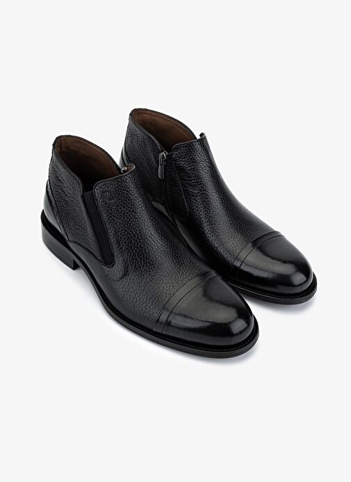 Valmenti Erkek Hakiki Deri Siyah Klasik Bot - Görsel 3