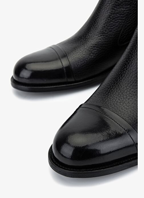 Valmenti Erkek Hakiki Deri Siyah Klasik Bot - Görsel 4