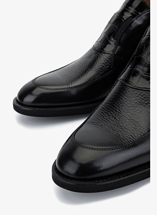 Valmenti Erkek Hakiki Deri Siyah Klasik Bot - Görsel 4