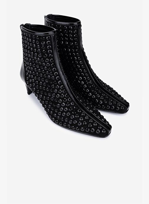 Valmenti Kadın Hakiki Deri Siyah Abiye Bot - Görsel 3