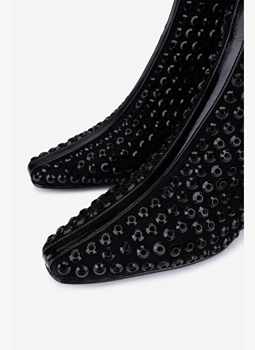 Valmenti Kadın Hakiki Deri Siyah Abiye Bot - Görsel 4