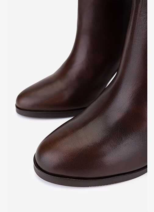 Valmenti Kadın Hakiki Deri Kahverengi Topuklu Çizme - Görsel 4