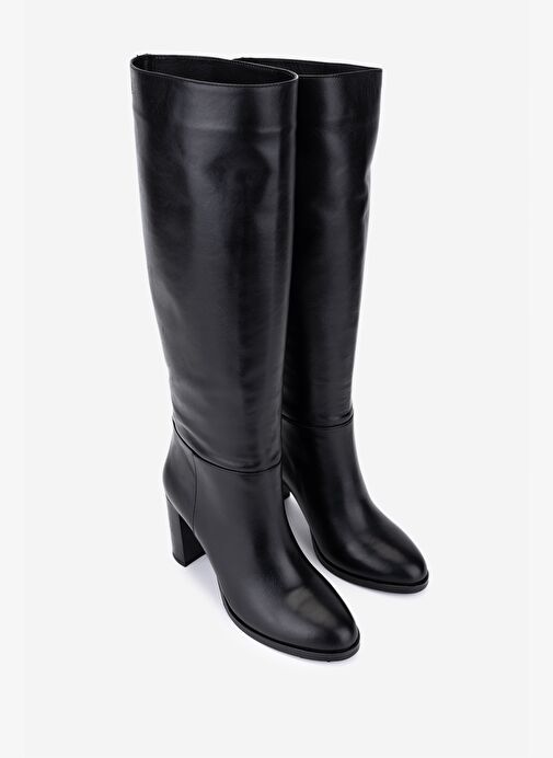 Valmenti Kadın Hakiki Deri Siyah Topuklu Çizme - Görsel 3