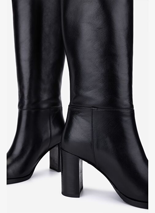 Valmenti Kadın Hakiki Deri Siyah Topuklu Çizme - Görsel 6