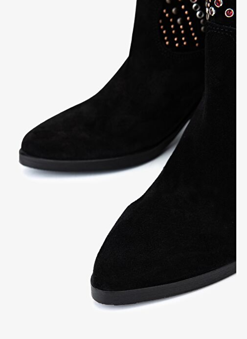 Valmenti Kadın Hakiki Deri Siyah Süet Western Bot - Görsel 4