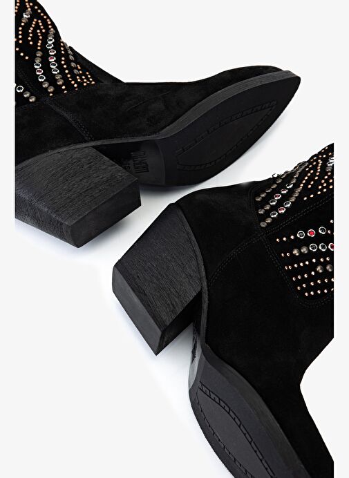 Valmenti Kadın Hakiki Deri Siyah Süet Western Bot - Görsel 6