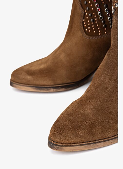 Valmenti Kadın Hakiki Deri Taba Süet Western Bot - Görsel 4