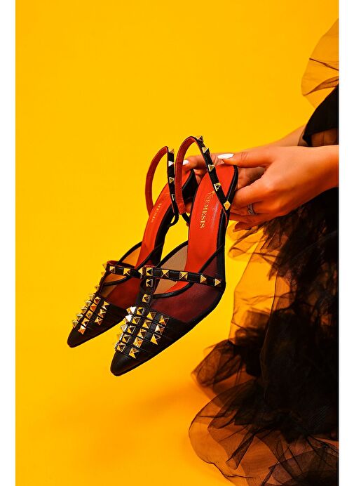 Vonda Gerçek Deri Kadın Topuklu Sandalet Siyah - Görsel 5