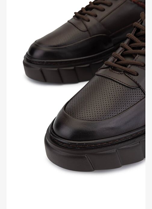 Tamer Tanca Erkek Hakiki Deri Kahverengi Sneakers & Spor Ayakkabı - Görsel 4