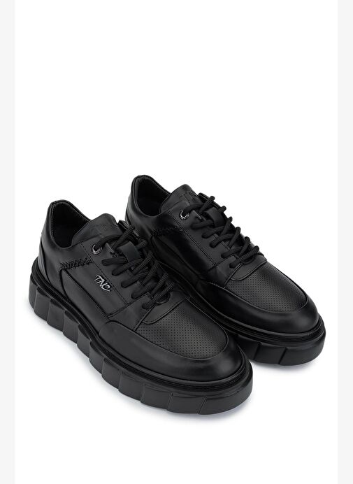 Tamer Tanca Erkek Hakiki Deri Siyah Deri Sneakers & Spor Ayakkabı - Görsel 3