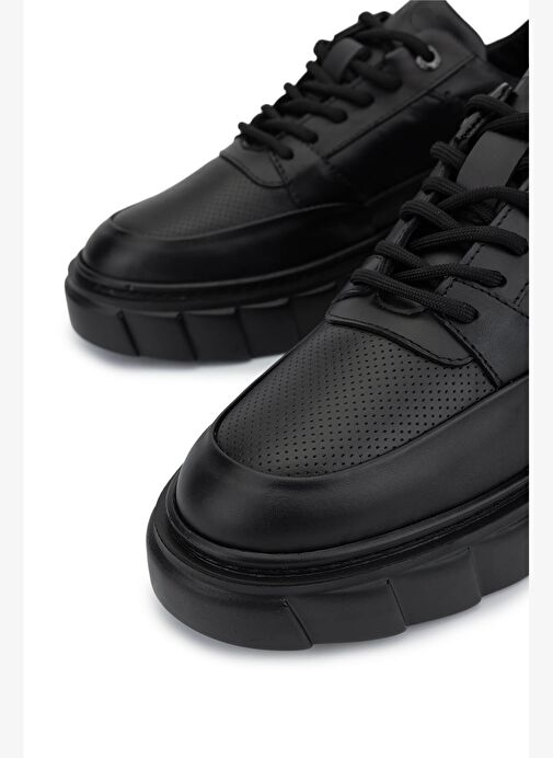 Tamer Tanca Erkek Hakiki Deri Siyah Deri Sneakers & Spor Ayakkabı - Görsel 4