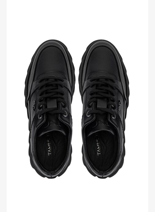 Tamer Tanca Erkek Hakiki Deri Siyah Deri Sneakers & Spor Ayakkabı - Görsel 6