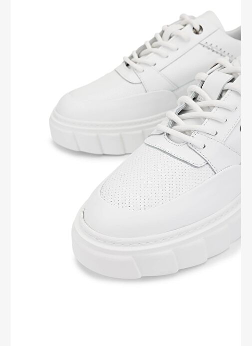 Tamer Tanca Erkek Hakiki Deri Beyaz Sneakers & Spor Ayakkabı - Görsel 4
