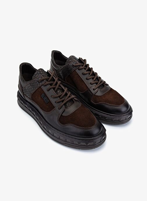 Valmenti Erkek Hakiki Deri Kahverengi Nubuk Sneakers & Spor Ayakkabı - Görsel 3