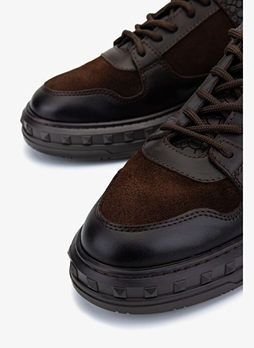 Valmenti Erkek Hakiki Deri Kahverengi Nubuk Sneakers & Spor Ayakkabı - Görsel 4