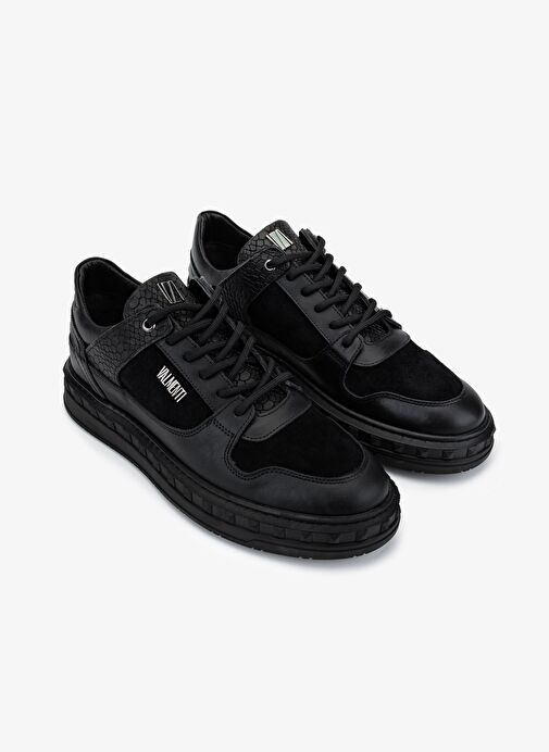 Valmenti Erkek Hakiki Deri Siyah Nubuk Sneakers & Spor Ayakkabı - Görsel 3