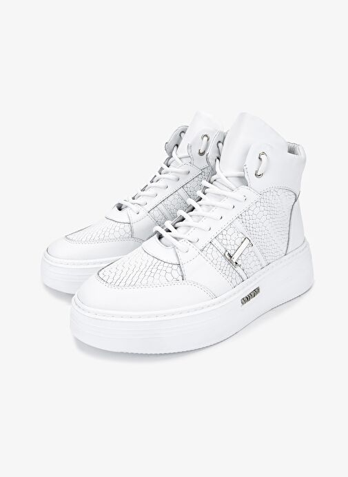 Valmenti Erkek Hakiki Deri Beyaz Casual Bot - Görsel 5