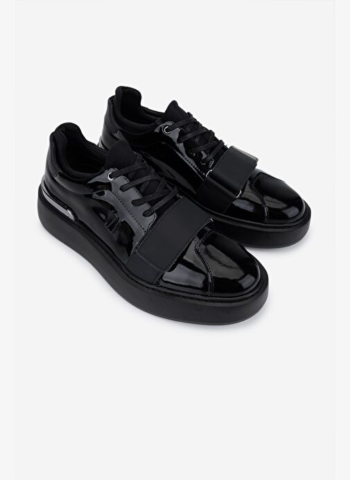 Valmenti Erkek Hakiki Deri Siyah Rugan Sneakers & Spor Ayakkabı - Görsel 3