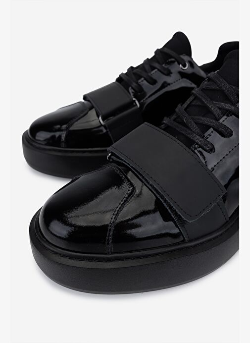 Valmenti Erkek Hakiki Deri Siyah Rugan Sneakers & Spor Ayakkabı - Görsel 4