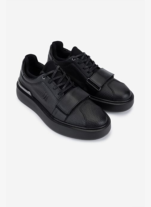 Valmenti Erkek Hakiki Deri Siyah Sneakers & Spor Ayakkabı - Görsel 3