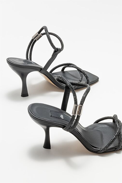 Siyah Kadın Topuklu Sandalet - Görsel 5