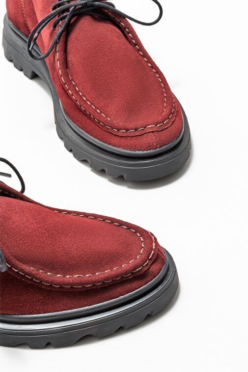 Bordo Deri Kadın Günlük Ayakkabı - Görsel 4