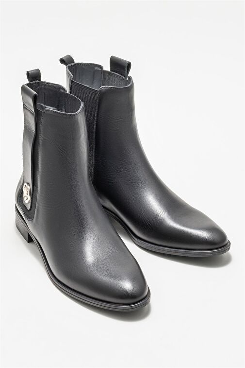 Elle Elle Siyah Deri Kadın Klasik Düz Bot | Boyner Siyah - 3. görsel