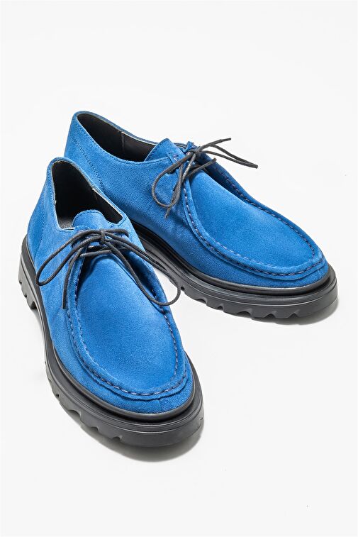 Mavi Deri Kadın Günlük Ayakkabı - Görsel 3