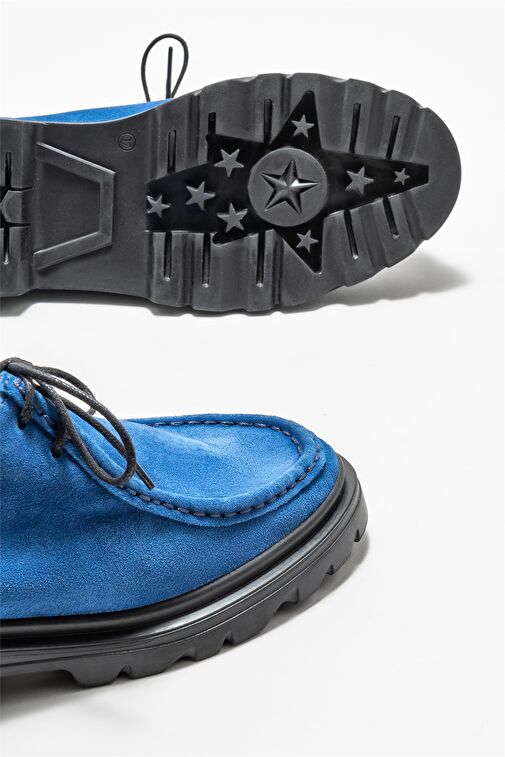 Mavi Deri Kadın Günlük Ayakkabı - Görsel 4