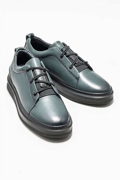Gri Deri Erkek Günlük Ayakkabı - Görsel 3