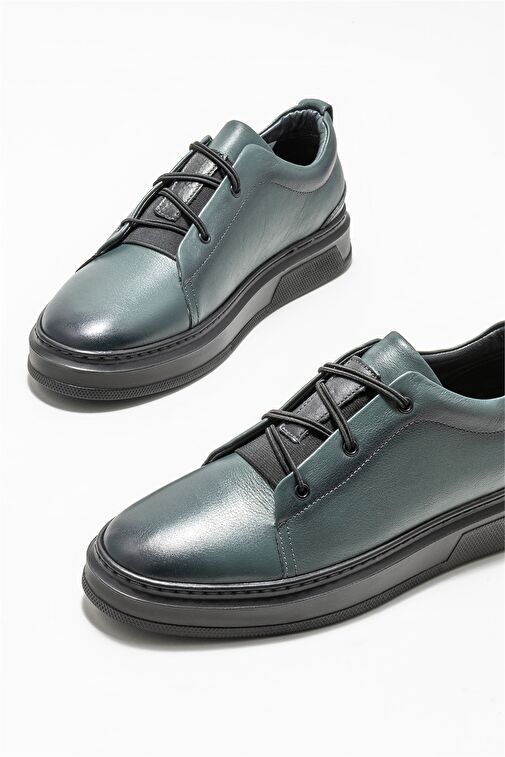 Gri Deri Erkek Günlük Ayakkabı - Görsel 4